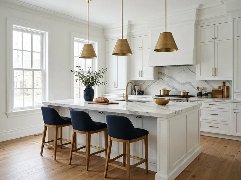 Old Oakville kitchen with Cambria Brittanicca quartz island and perimeter countertops