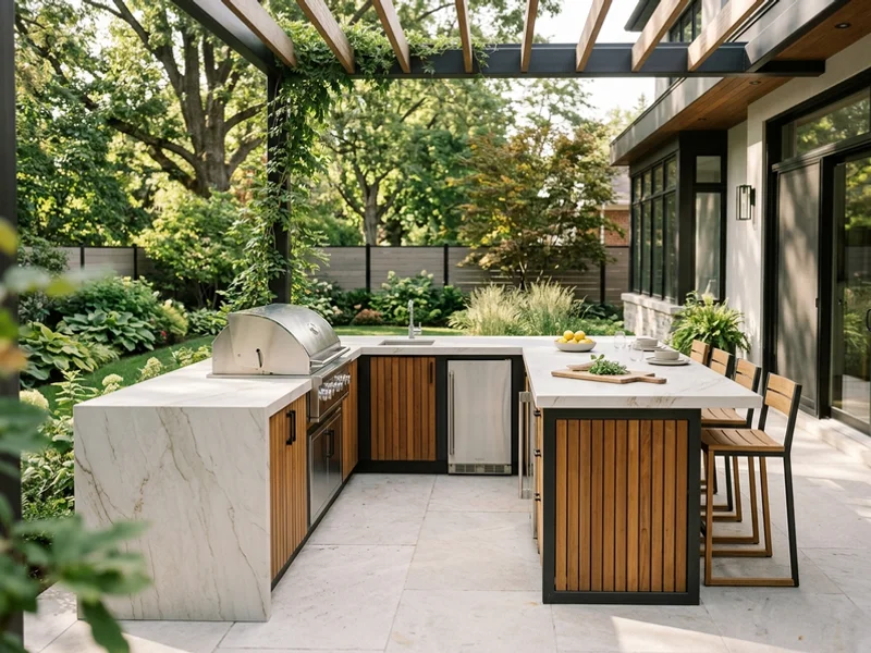Port Credit outdoor kitchen with a large-format porcelain counter
