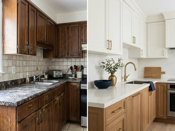 After: Caesarstone Frosty Carrina full-height backsplash and countertops in Lawrence Park