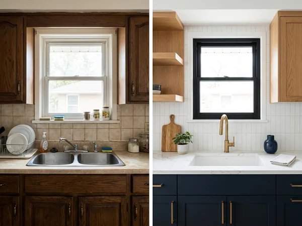 After: engineered quartz countertops in the same Scarborough bungalow